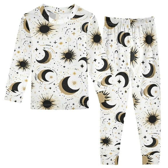 Sun Moon Stars Cotton Pajamas 2 Piece Set Sleepwear Soft and Comfortable Homewear Nightwear