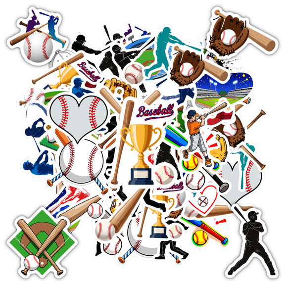 35pcs Athletic Stickers Baseball Sports Stickers Team Stickers Field Stickers for Laptops Suitcases