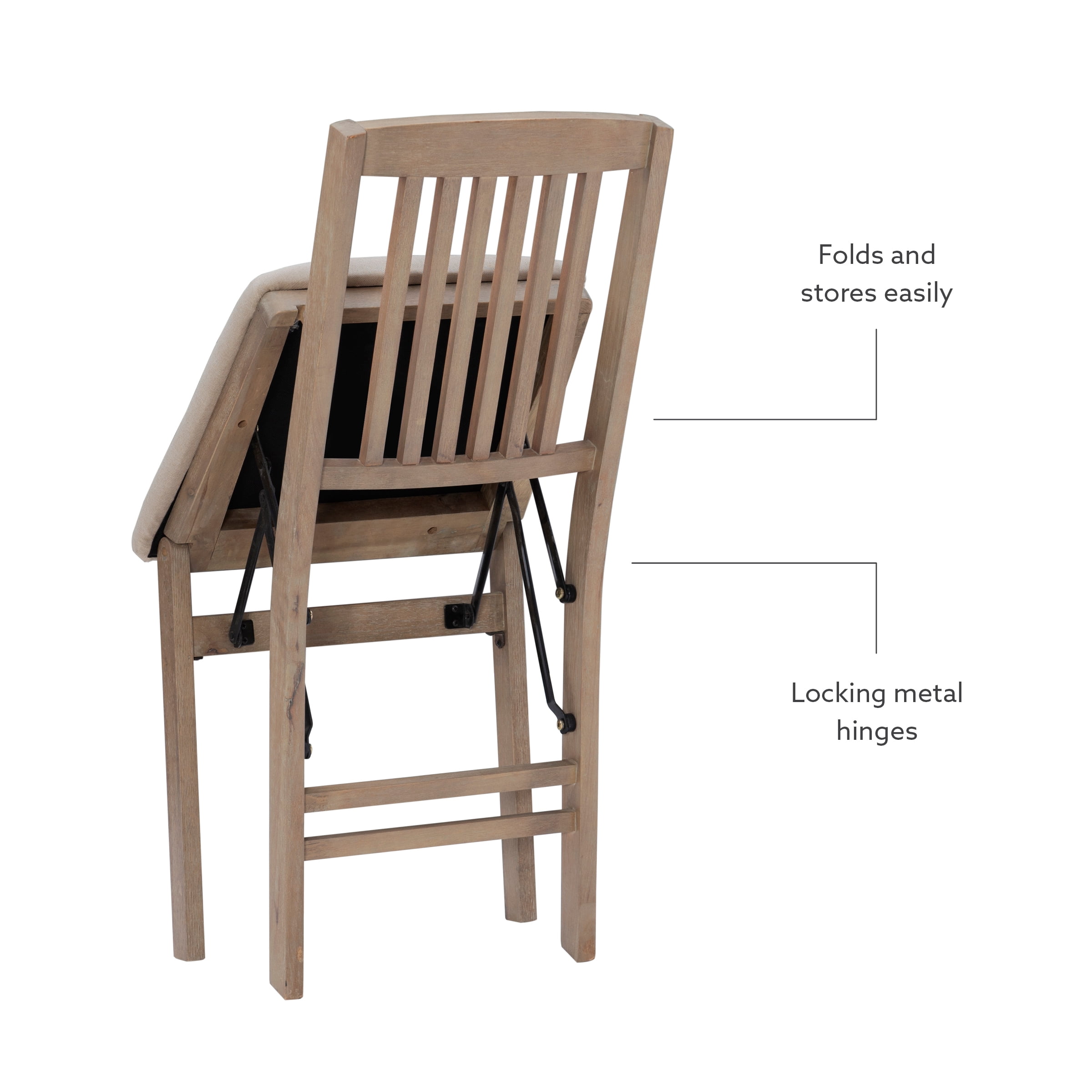 Linon Lafitte Folding Dining Chair, Set of 2, Graywash/Beige