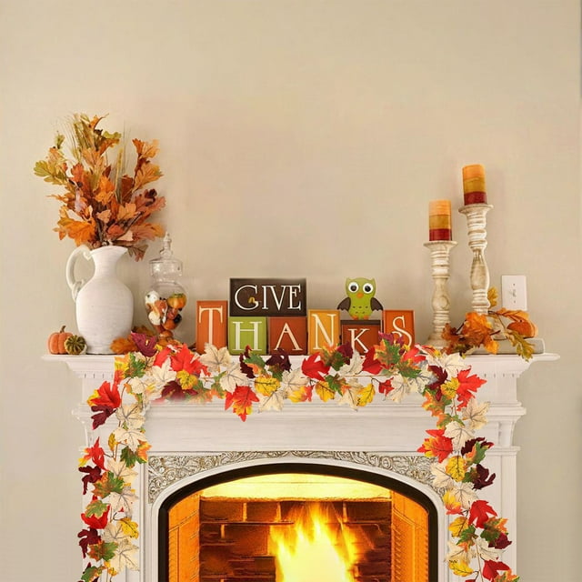 Staron Fall Maple Leaf Garland under $5! Artificial Rattan Hanging Decor for Halloween Thanksgiving, 68.89in