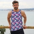 thumbnail image 6 of Gukieu Skull Flower Blue Print Men's Quick Dry Fitness Vest, Round Neck Sleeveless Fitness Bodybuilding Top-Large, 6 of 7