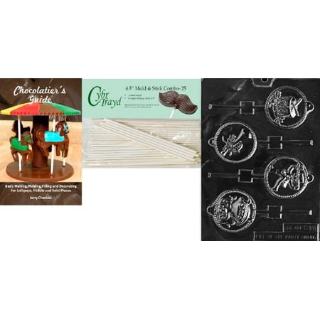 12 Days Christmas Springerle Molds Cybrtrayd '12 Days of X-Mas Pop 9-12' Christmas Chocolate Candy Mold with 25 4.5-Inch Lollipop Sticks and Chocolatier's Guide ()