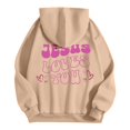 thumbnail image 4 of WEAIXIMIUNG Robe Chandail en Molleton pour Femmes Manches Courtes Sweat à Capuche Graphique Lettres Surdimensionné Pull Décontracté Manches Longues avec Poches, 4 of 6