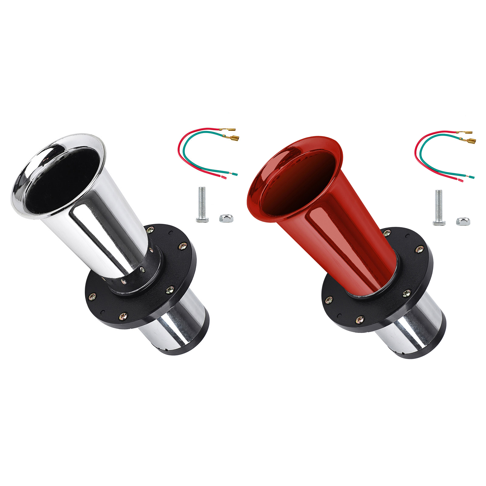 BIBABLYKE Horn Train Horn for Truck/Car Air Horn Chromes Plated Trumpet Super Loud 110dB for 12V Car Truck Motorbike Boats
