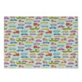 thumbnail image 1 of Cars Cutting Board, Drive on a Sunny Fun Summer Day Theme with Colorful Buses Trucks Exhaust Fumes, Decorative Tempered Glass Cutting and Serving Board, Small Size, Multicolor, by Ambesonne, 1 of 1