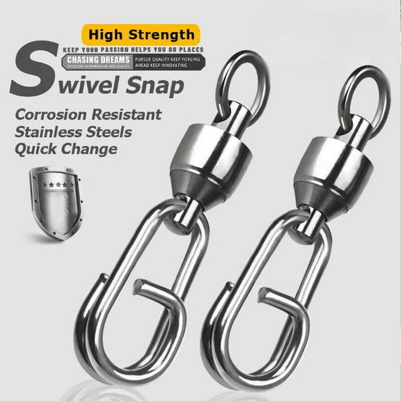 50PCS New Fishing Swivels Snap Clips Ball Bearing Swivel Saltwater Stainless Steel