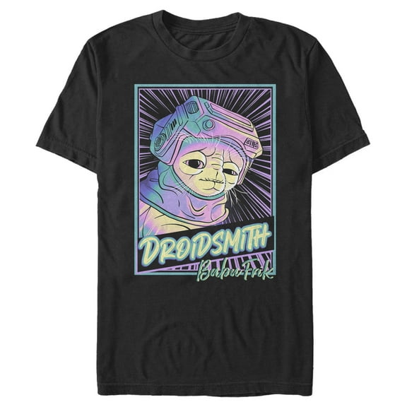 Men's Star Wars: The Rise of Skywalker Babu Frik Neon Poster  Graphic Tee Black 3X Large