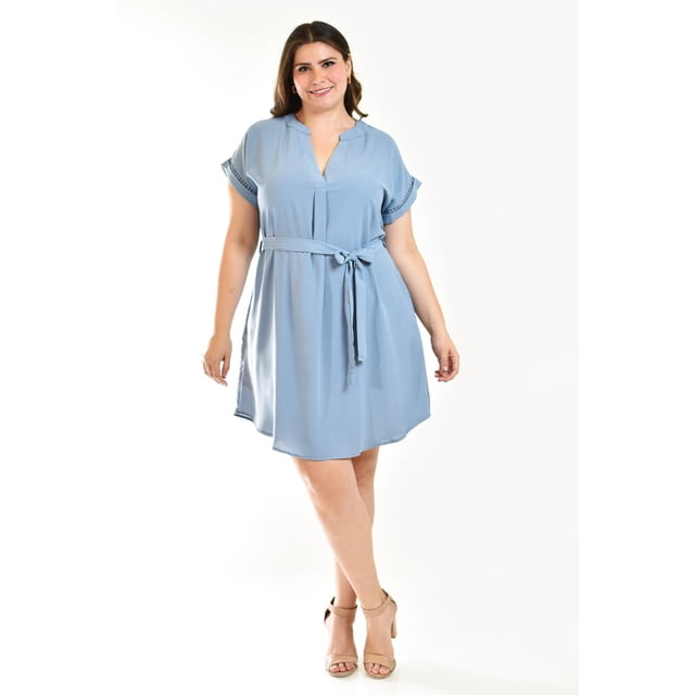 Vestido con detalle de encaje Roman Fashion /Tallas Extras, 11529 (Azul claro) azul 42