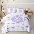 thumbnail image 2 of Manfei Purple Bowtie Bed Spread Queen For Kids,Letter O Initial Monogram Queen Coverlet Set For Girl,3 Pieces, 2 of 7