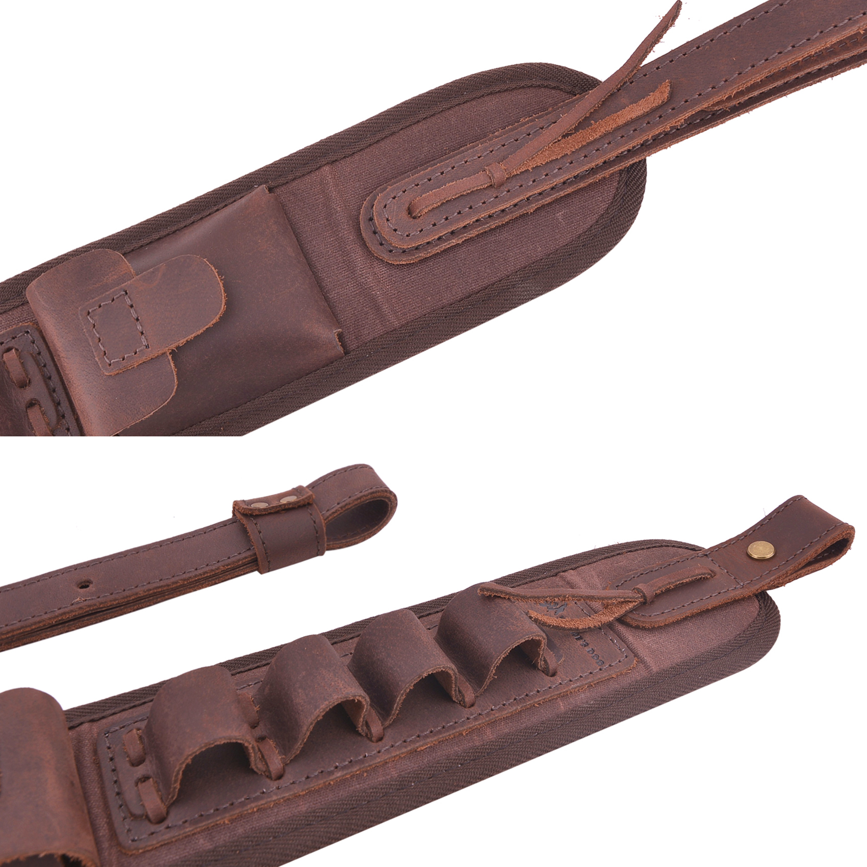 Shooting Canvas Leather Ammo Shell Holder Shotgun Sling Hunting Gun Strap for 12 Guage