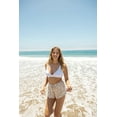 thumbnail image 4 of Cali1850 Women's Casual Linen Shorts - Drawstring Smocked Waist Oceanside Lounge Beach Printed Pants with Pockets, 4 of 7