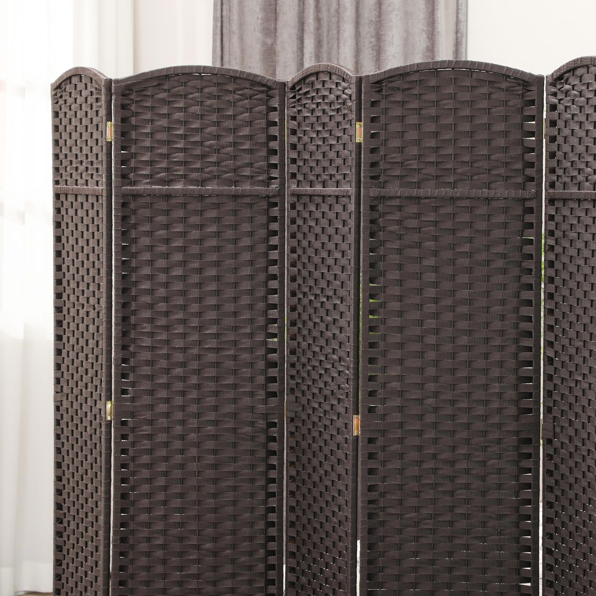GVN Room Separation Divider,Folding Room Divider Screen 8 Panel 5.6 ' Tall Privacy Screen Freestanding Room Partition, Brown