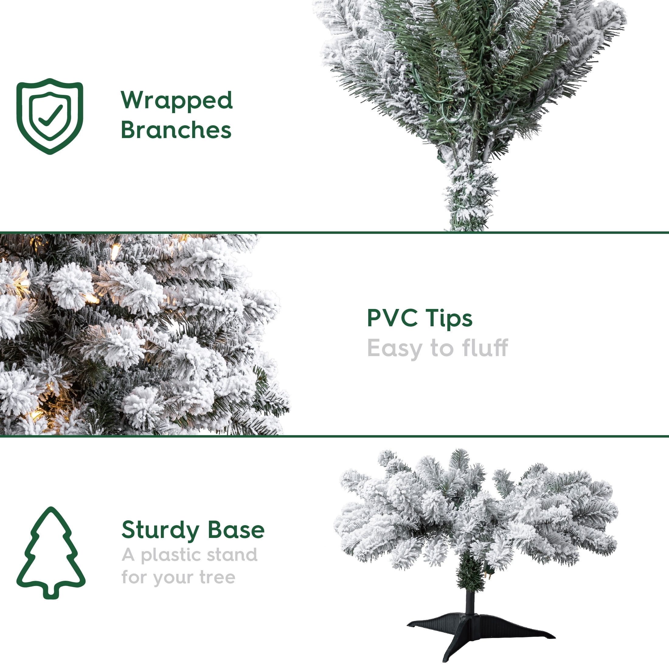4' Pre-Lit Greenfield Pine Snow-Flocked Green Artificial Christmas Tree with 70 Warm White LED Lights and Stand, by Holiday Time