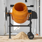TABU Electric Cement Mixer,5.0 Cu ft Freestanding Concrete Mixer with Wheels for Stucco/Seeds(Orange)