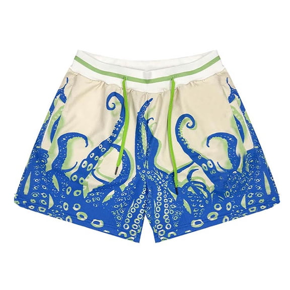 Mens Flame Graphic Outdoor Beach Shorts Cool Retro Running Athletic Shorts for Basketball Gym Track