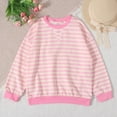 thumbnail image 7 of Generic Girls Striped Crewneck Sweatshirt Kids Long Sleeve Oversized Fashion Pullover Tops Fall Clothes for 5-14 Years, 7 of 7