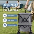 thumbnail image 3 of SHOUFTW All-Terrain Folding Double Decker Wagon with Brakes, 400L Large Capacity, Extra Long Extended Cart, Equipped with 7" Big Wheels for Camping, Sports, Beach, Gray, 3 of 8