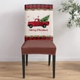 thumbnail image 4 of Dining Chair Slipcover, Merry Christmas Truck Tree Snowflake Red Black Plaid Poinsettia Stretch Kitchen Covers Removable Parsons Protector for Room Banquet Party, Set of 4, 4 of 6
