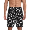 thumbnail image 1 of Balery Black White Leaves Pantalones cortos de pijama de punto de algodón para hombre con cinturilla y bolsillos-4X-Large, 1 of 6