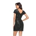 thumbnail image 6 of PrettyGuide Women's Sparkly Sequin Dress Sexy V Neck Short Sleeve Mini Cocktail Club Bodycon Homecoming Dresses, 6 of 8