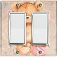 thumbnail image 1 of Metal Light Switch Wall Plate Outlet Cover (Teddy Bear Love Heart Flower Bouquet Balloon Present Tan - Double Rocker), 1 of 2