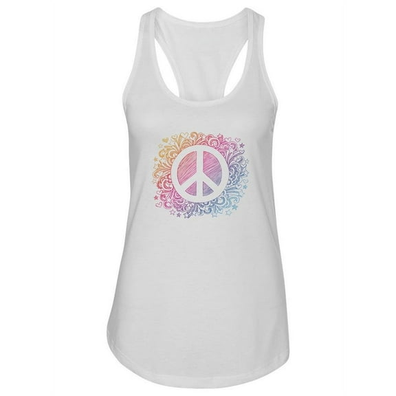 Colorful Peace Sign Sketch Tank Women -Image by Shutterstock, Female x-Small