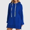thumbnail image 2 of SRZYMJ Oversized Hoodie Dress Womens Casual Long Sleeve Split Hem Drawstring Sweatshirt Pullover with Pocket, 2 of 4