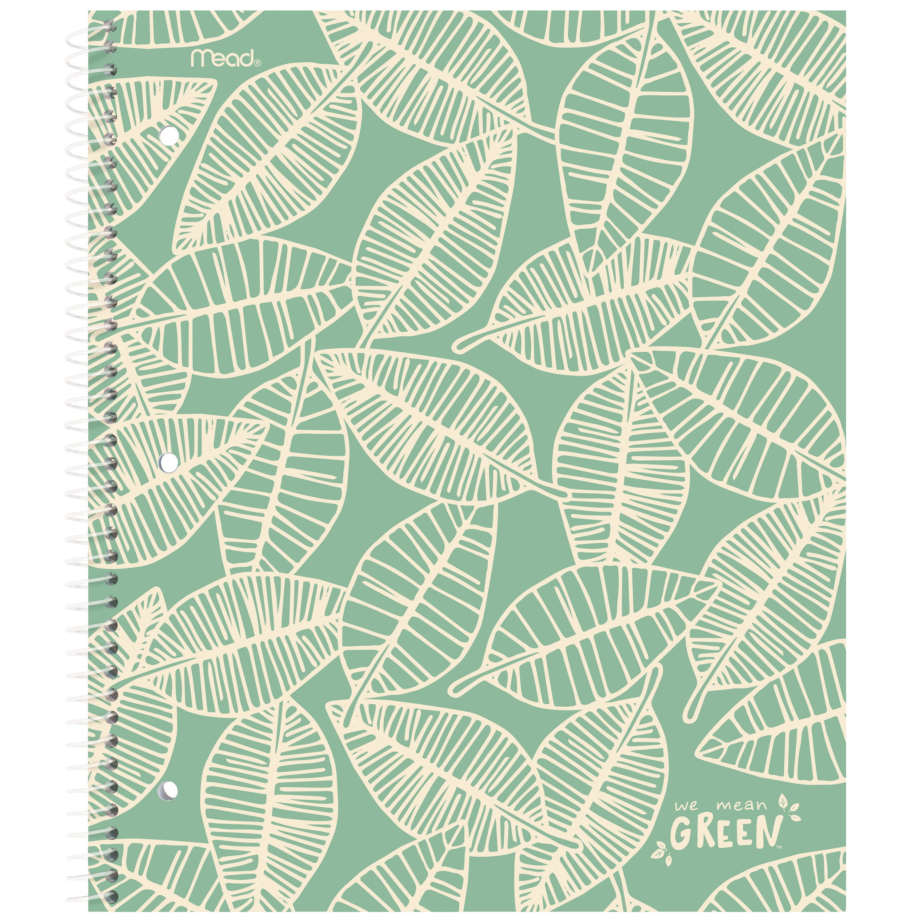 Mead We Mean Green Notebook, 1 Subject, Wide Ruled, 10 1/2" x 8", Blue