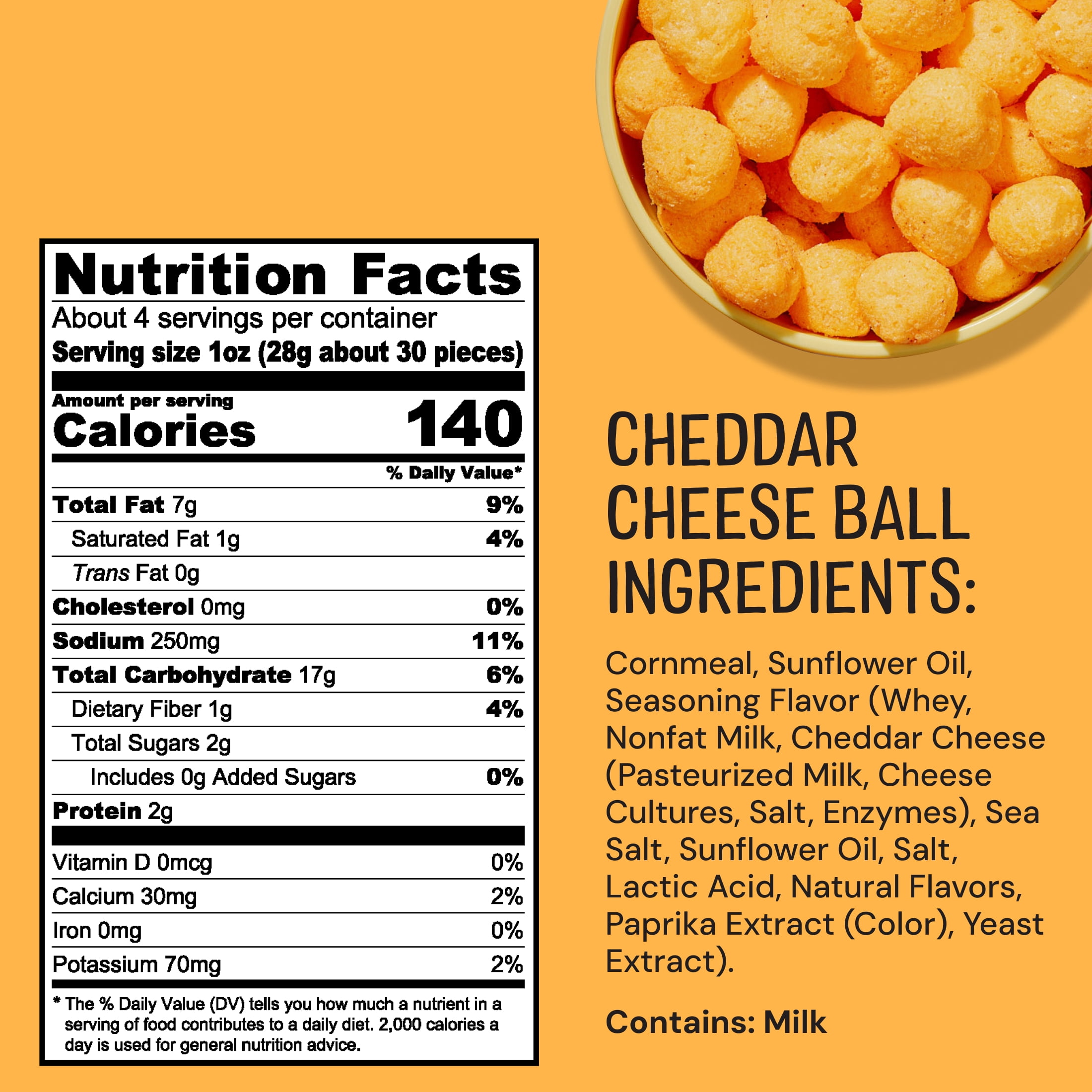 (3 pack) The Good Crisp Company Cheddar Cheese Balls, 4 oz