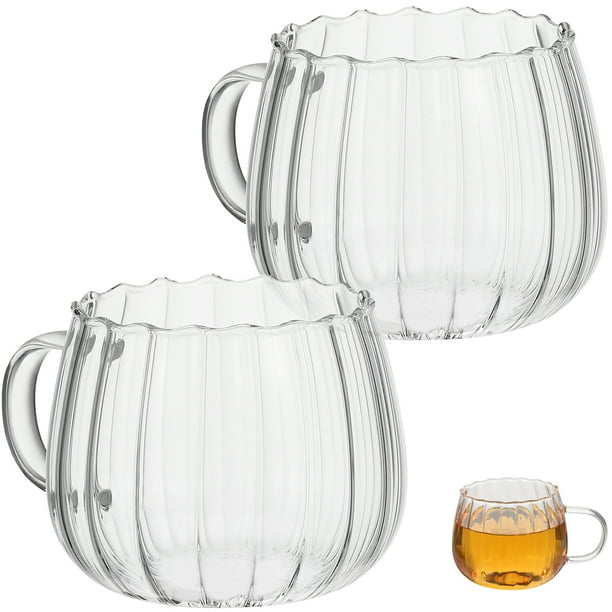 2 tazas de vidrio transparente con asa de 350 ml para café, té, sopa y bebidas.