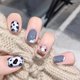 thumbnail image 1 of Prensa cuadrada mediana en las uñas Puntas de uñas postizas de vaca 3d Uñas lindas de cobertura completa Uñas artificiales brillantes para mujeres y niñas,11 Feliz Sencillez, 1 of 5