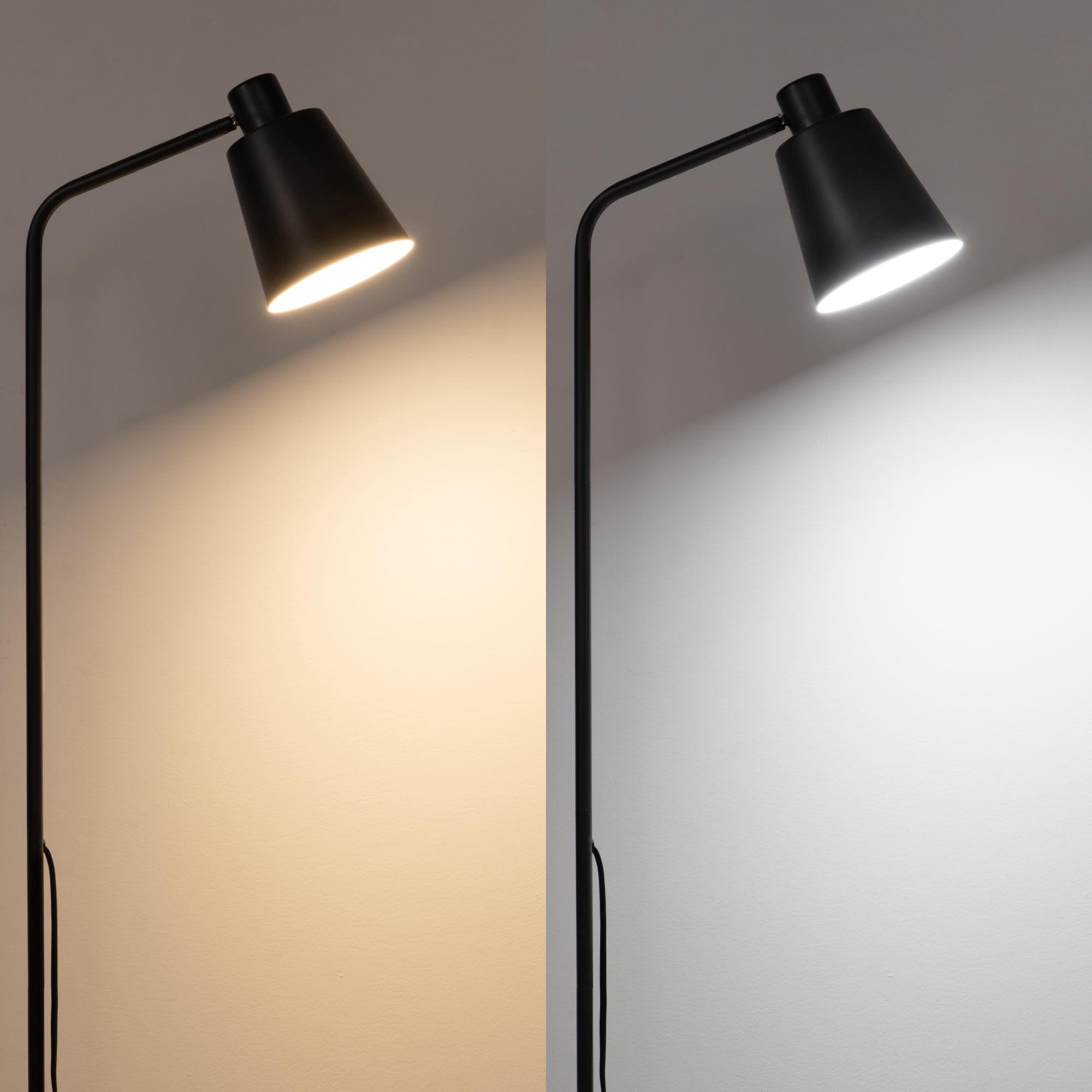 EDISHINE 59" Black Modern Floor Lamps for Living Room, Adjustable Lampshade, Metal Standing Lamp for Bedroom, Office, Corner, Space Saving