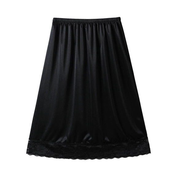 Nmnitkp Women's Satin Half Slip Skirt, Anti-Static & Anti-See-Through Underskirt, Comfortable Short Liner for Dresses & SkirtsBlack,Free Size