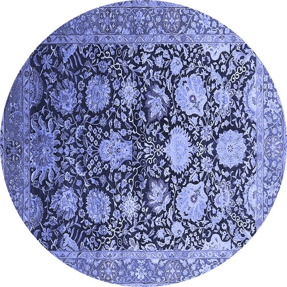 Ahgly Company Indoor Round Oriental Blue Industrial Area Rugs, 7' Round