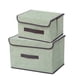 thumbnail image 2 of Cajas de almacenamiento plegables de 2 con tapas - cajas de tela grandes y pequeñas para juguetes, ropa y organización de armarios, caqui/gris/verde, 2 of 7