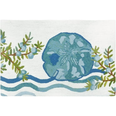 Ocean Tide Sand Dollar Area Rug in Blue and Green