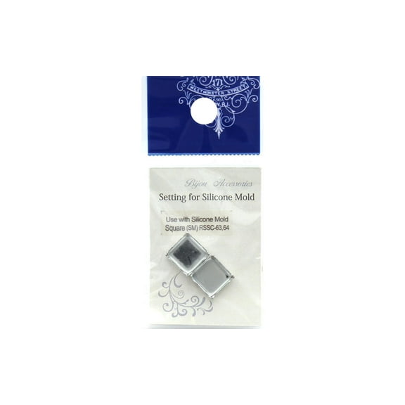 Resinate Setting For Mold Square Small Silver 2pc