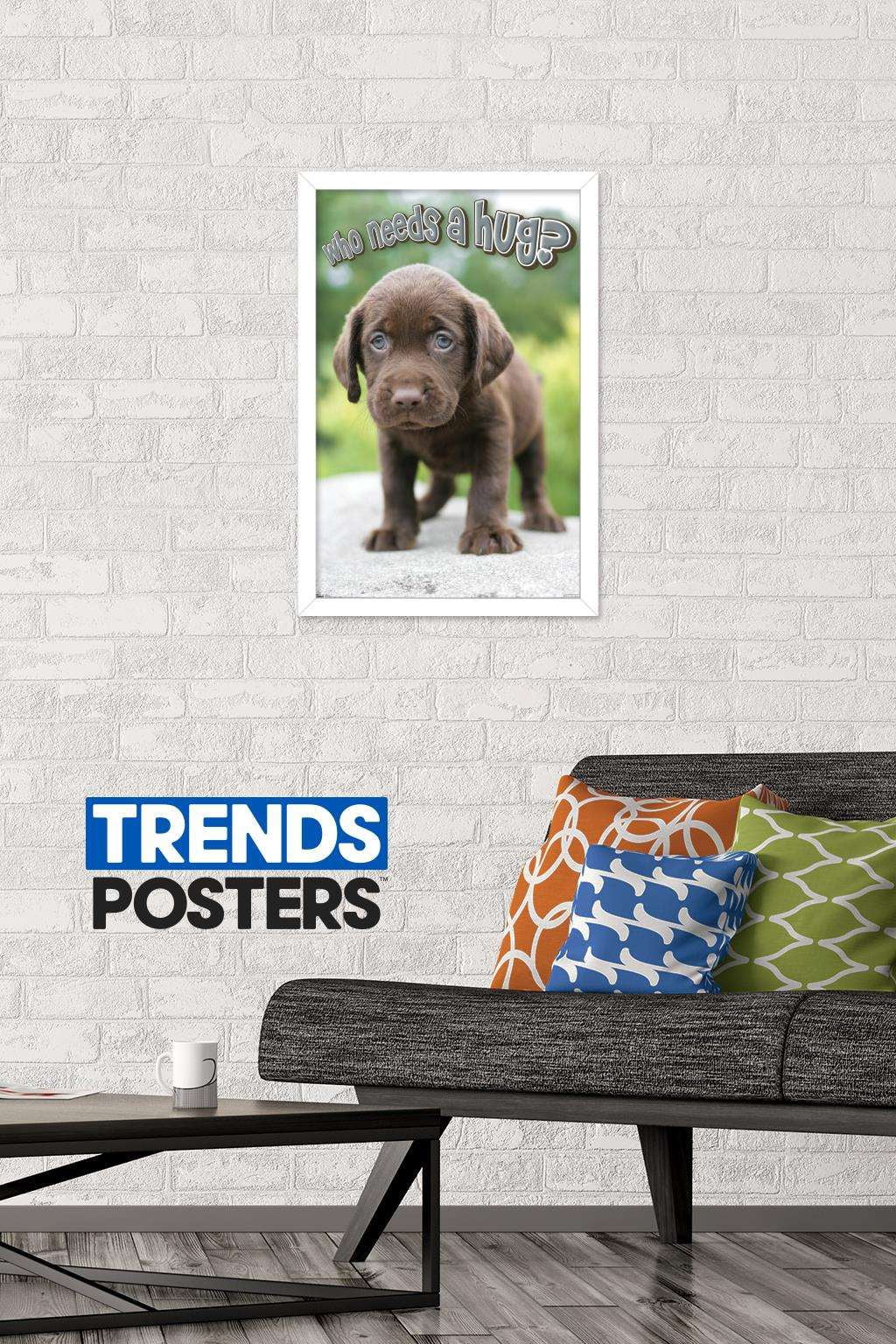 Keith Kimberlin - Puppy - Who Needs a Hug? Wall Poster, 14.725" x 22.375", Framed