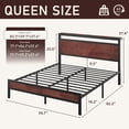 thumbnail image 2 of Bolvdo Queen Bed Frame with LED Headboard & Footboard, Built-in Charging Station, Storage Shelf, Noise-Free, No Box Spring Required, Easy Assembly, Coffee Brown, 2 of 7