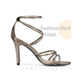 thumbnail image 3 of BLISSFUL STEP Stiletto Heel Strappy Straps Open Toe Sandals for Women Gunmetal 6, 3 of 4