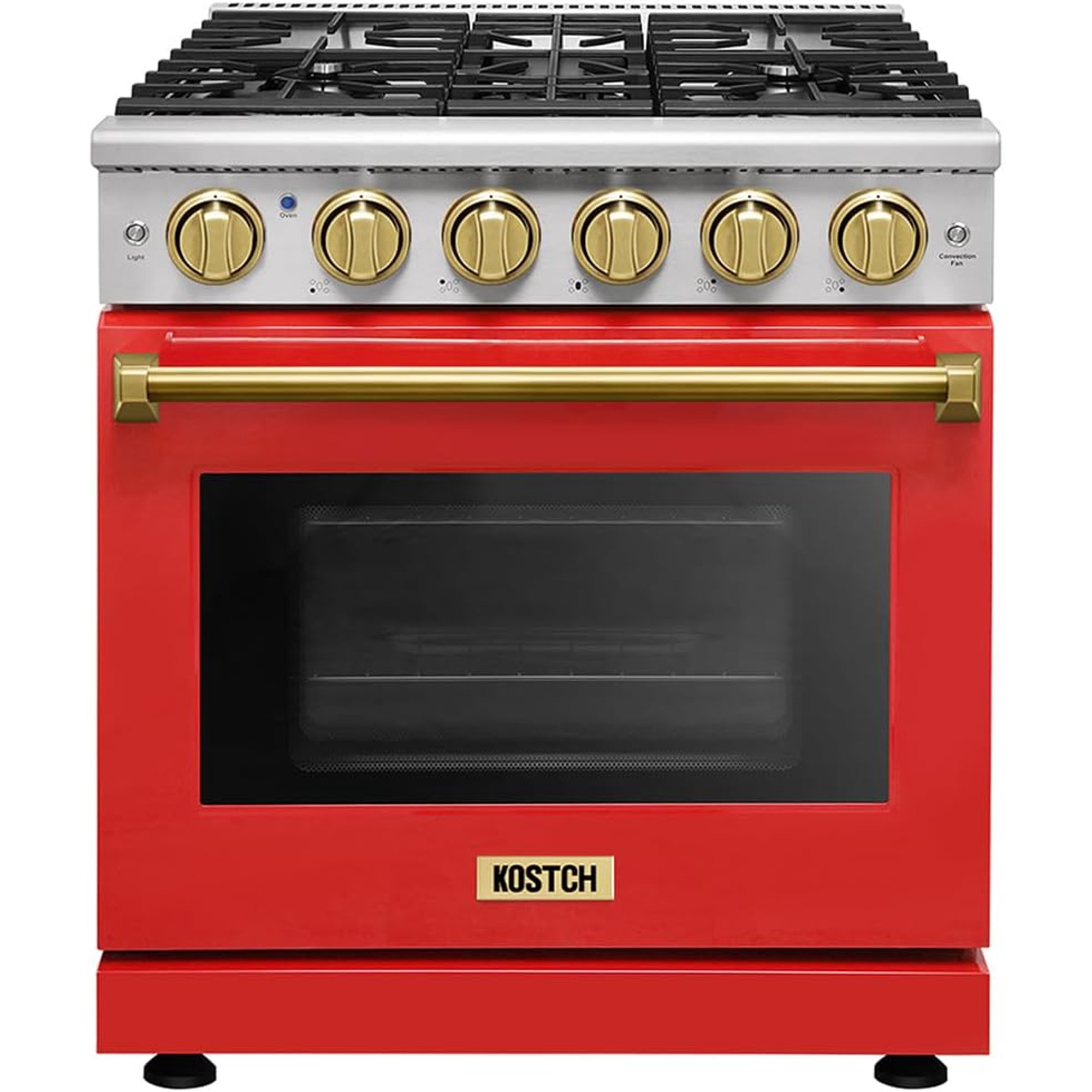 KOSTCH 30 inch Professional Freestanding Pro-Style Liquid Propane Gas Range with 5 Burners, 4.55 cu.ft. Oven Capacity, in Stainless Steel - KOS-30RG03MLP (Red/Bronze)