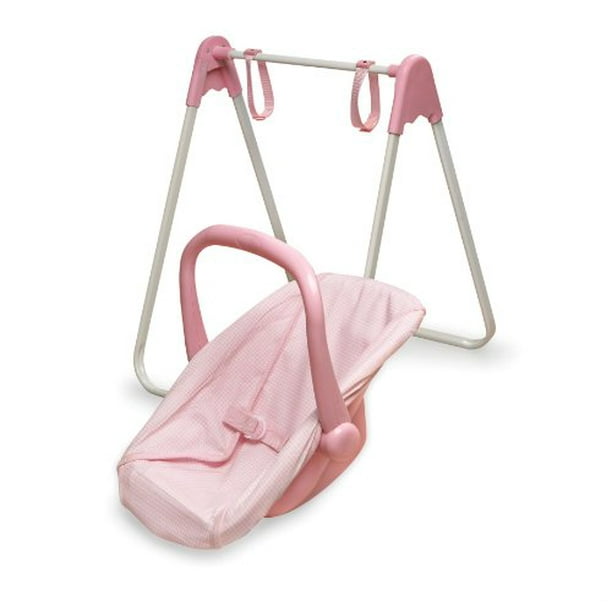 Badger Basket Doll Swing and Carrier Pink Gingham fits American
