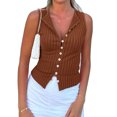 thumbnail image 4 of Slim Fit Women Sleeveless Button Down Knit Tank Tops, 4 of 7