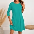 thumbnail image 6 of LISTHA Women's 3/4 Sleeve A-line and Flare Midi Long Dress Turquoise M, 6 of 6