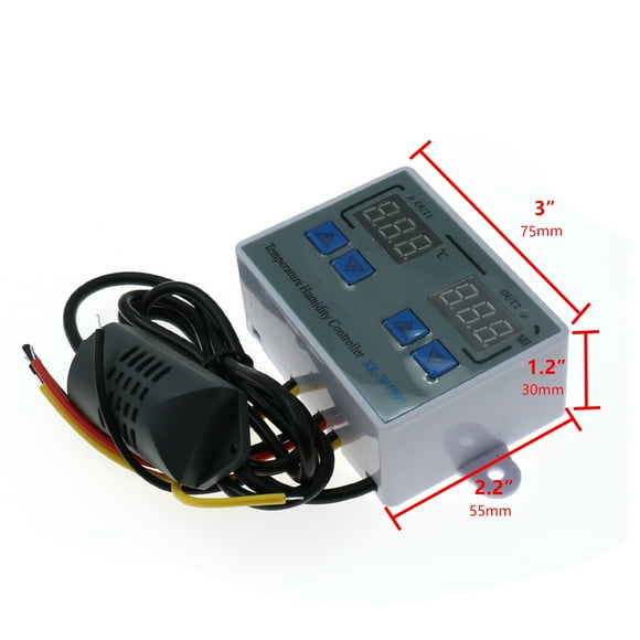 Thermostat LED Screen Dual Display Temperature Controller 12V AC110-220V 0 °C-100 °C 10A Cooling Control Workmanship Hygrometer 12V