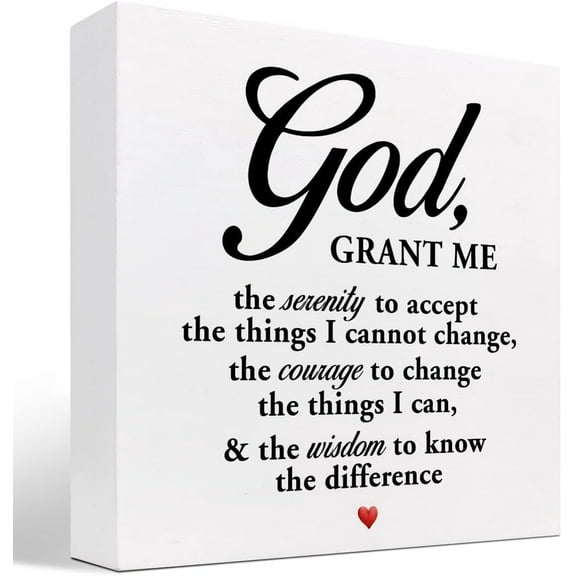 Cskhip Bible Verse God Grant Me The Serenity To Accept The Things I Cannot Change Wood Block Sign Desk Decor,Christian Wooden Box Plaque Sign Desk Decor For Home Office Shelf Table Decor 7x7 inch