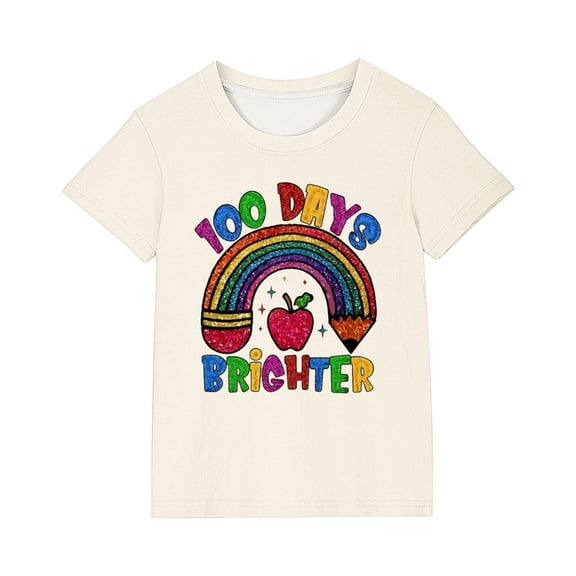 Qingpeng Toddler Girls Boys T Shirts Comfortable Summer Tees for Girls Casual Round Neck Tops