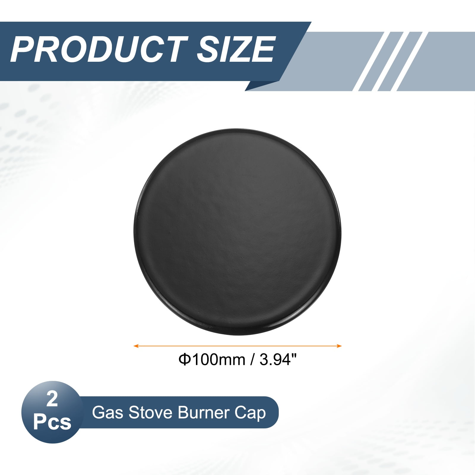 Uxcell 2Pcs Gas Stove Burner Cap, 100mm / 3.94 Inch Flat Metal Cooker Hat Replacement Burner Crown Flame Cap Cover for Stove Oven Surface Burner Cap, Black