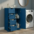 thumbnail image 4 of Ktaxon Wooden Bathroom Floor Cabinet, Side Storage Organizer with 4 Drawers, 1 Cupboard & 2-Shelves, Navy Blue, 4 of 24