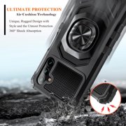 Nagebee Phone Case Compatible for Samsung Galaxy A54 5G with Tempered Glass Screen Protector (Full Coverage), Full-Body Protective [Military-Grade] Magnetic Car Mount Ring Holder Durable (Black)